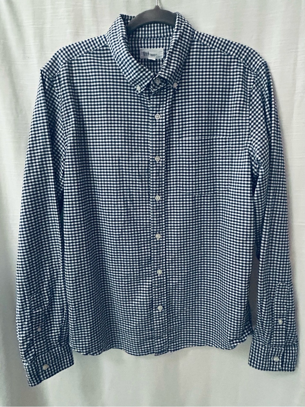 GAP‎ Navy and White Classic Preppy Gingham Button-Down Shirt